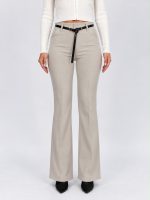 Pantalon evazat din jerse cu curea - imagine 11