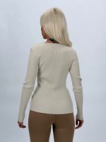 Pulover decupat din lurex cu nasturi aurii - imagine 3