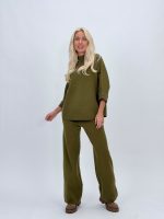 Set pantalon și pulover cu mânecă 3/4 din tricot - imagine 30