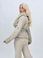 Jachetă din piele eco și guler din blană - imagine 5