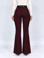 Pantalon evazat din jerse cu curea - imagine 10