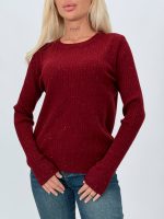 Pulover din tricot cu model torsade și lurex - imagine 7