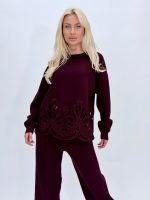 Set pulover și pantalon din tricot cu broderie - imagine 17