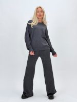 Set pulover și pantalon din tricot cu paiete, culoare kaki