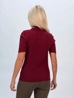 Pulover helancă din jerse rigat - imagine 8