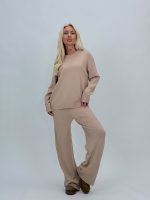 Set pulover și pantalon din tricot cu paiete, detaliu aplicații strălucitoare