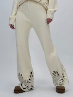 Set pulover și pantalon din tricot cu broderie - imagine 6