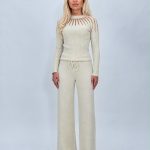 Pantalon din tricot cu lurex