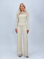 Pantalon din tricot cu lurex