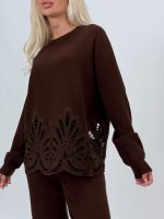 Set pulover și pantalon din tricot cu broderie - imagine 32