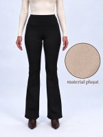 Pantalon colant plușat evazat