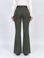 Pantalon evazat din jerse cu curea - imagine 4