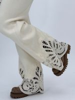 Set pulover și pantalon din tricot cu broderie - imagine 7