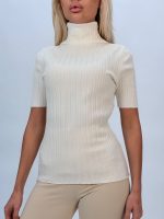 Pulover helancă din jerse rigat - imagine 4