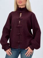 Cardigan tricotat cu legături, detaliu textură