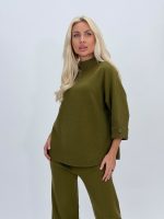Set pantalon și pulover cu mânecă 3/4 din tricot - imagine 32