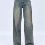 Jeans | Blug wide leg cu ștrasuri