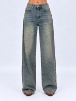 Jeans | Blug wide leg cu ștrasuri