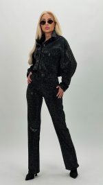 Jeans | Blug Drept negru cu ștras