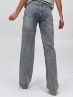 Jeans | Blug Albastru Wide Leg cu ștrasuri - imagine 3