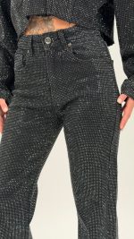 Jeans | Blug Drept negru cu ștras - imagine 4