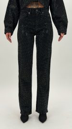 Jeans | Blug Drept negru cu ștras - imagine 3
