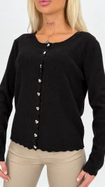 Pulover cardigan cu nasturi inimă - imagine 7
