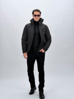 Jachetă din fâș cu fermoar la piept și glugă detașabilă - imagine 4