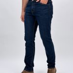 Jeans slim fit bleumarin bărbați, vedere frontală