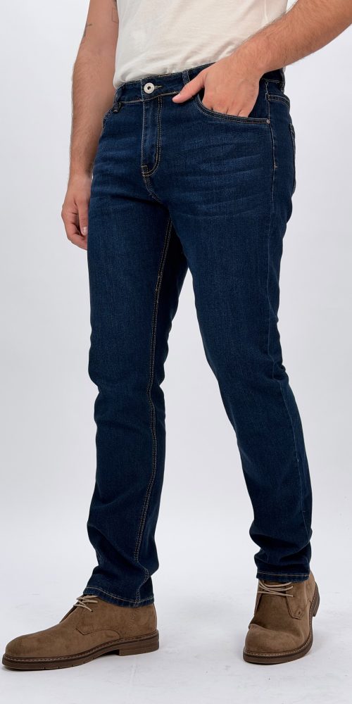 Jeans slim fit bleumarin bărbați, vedere frontală