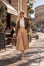 Fustă din piele eco plisată cu curea - imagine 7
