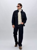 Cămașă din denim bărbați Indigo, vedere spate și croială
