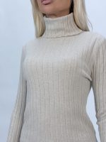 Pulover helancă din jerse rigat - imagine 2