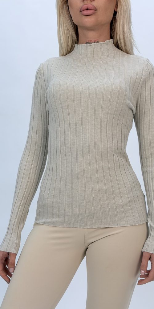 Pulover maletă din jerse rigat pentru femei, vedere frontală