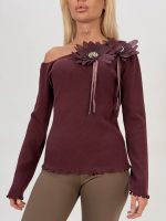 Pulover din tricot accesorizat cu flori și ștrasuri - imagine 18
