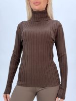 Pulover helancă din jerse rigat - imagine 4