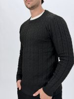 Pulover alb cu model torsade, ansamblu complet
