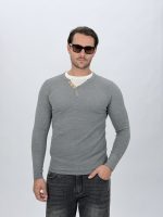 Pulover tricot bărbați negru, vedere frontală