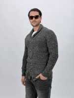Pulover cardigan tricotat, detaliu tiv elastic