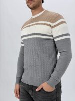 Pulover bărbați tricot, vedere laterală cu model dungi