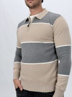 Pulover bărbați polo bej, croială modernă