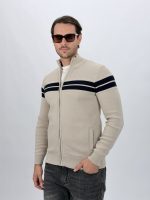 Pulover bărbați tricot cu fermoar, detaliu croială