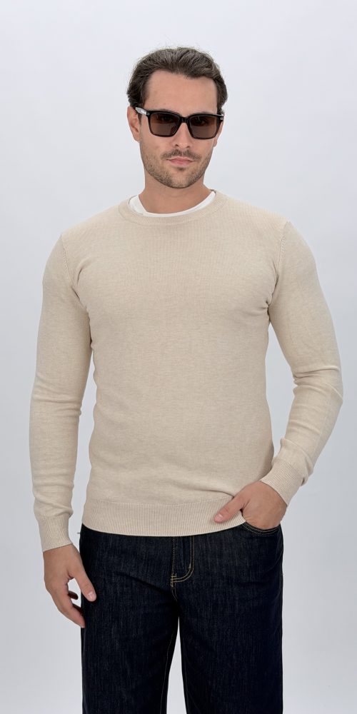 Pulover basic din tricot bărbați negru, vedere frontală