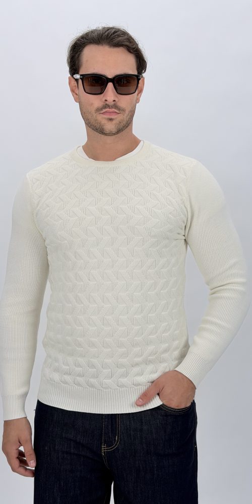 Pulover din tricot cu model rigat pentru bărbați, vedere frontală