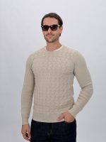 Pulover din tricot cu dungi discrete, detaliu guler