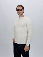 Pulover tricot bărbați negru, detaliu mânecă și finisaje