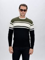 Pulover din tricot cu dungi, vedere spate