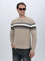 Pulover tricot bărbați cu model bob și dungi