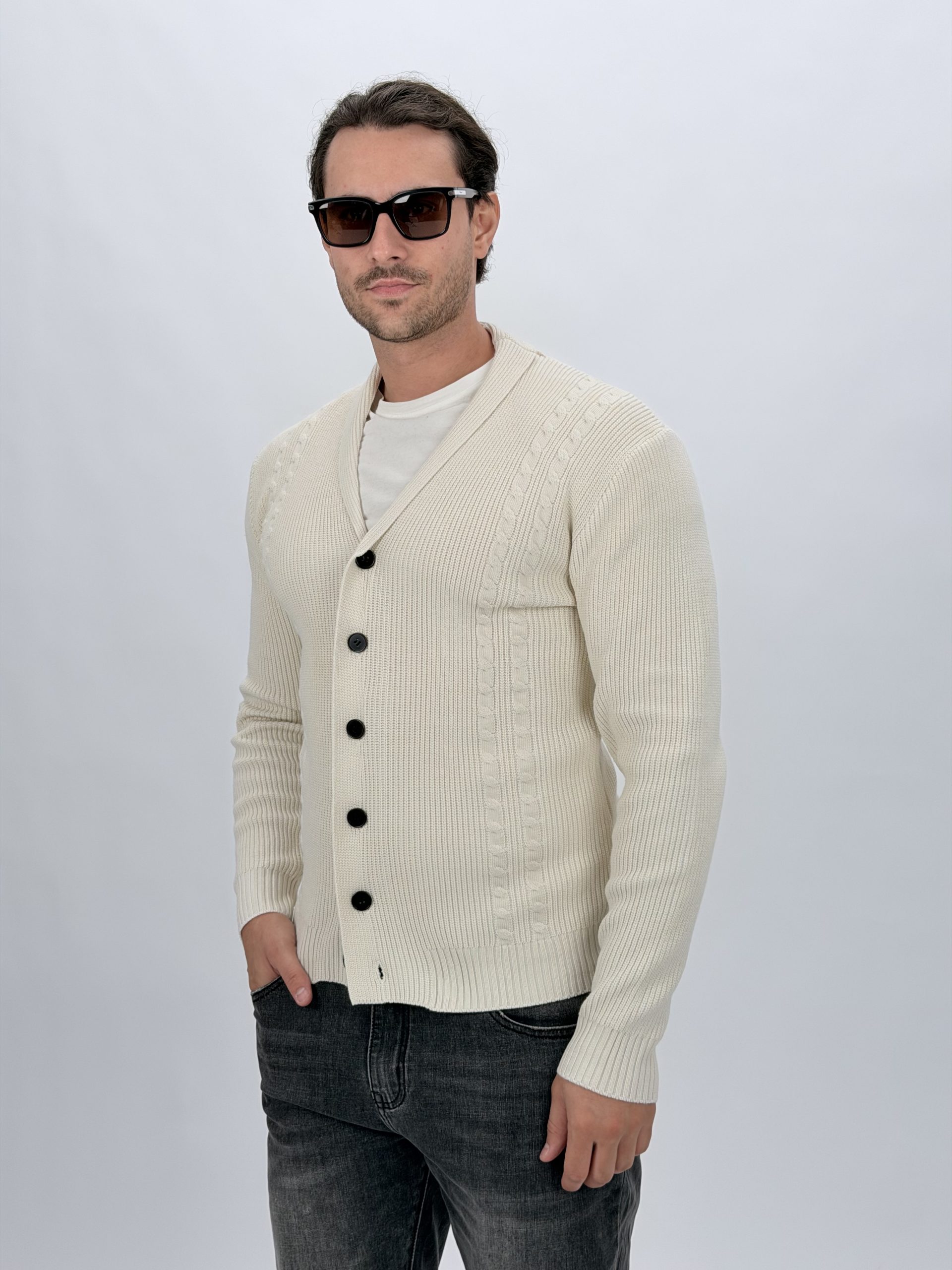 IMG_6276 Cardigan bărbați cu model torsade în trei culori