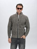 Textură plușată pulover bărbați cu fermoar